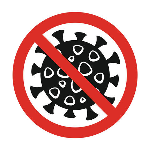 Koronavirus inne i et forbudssymbol